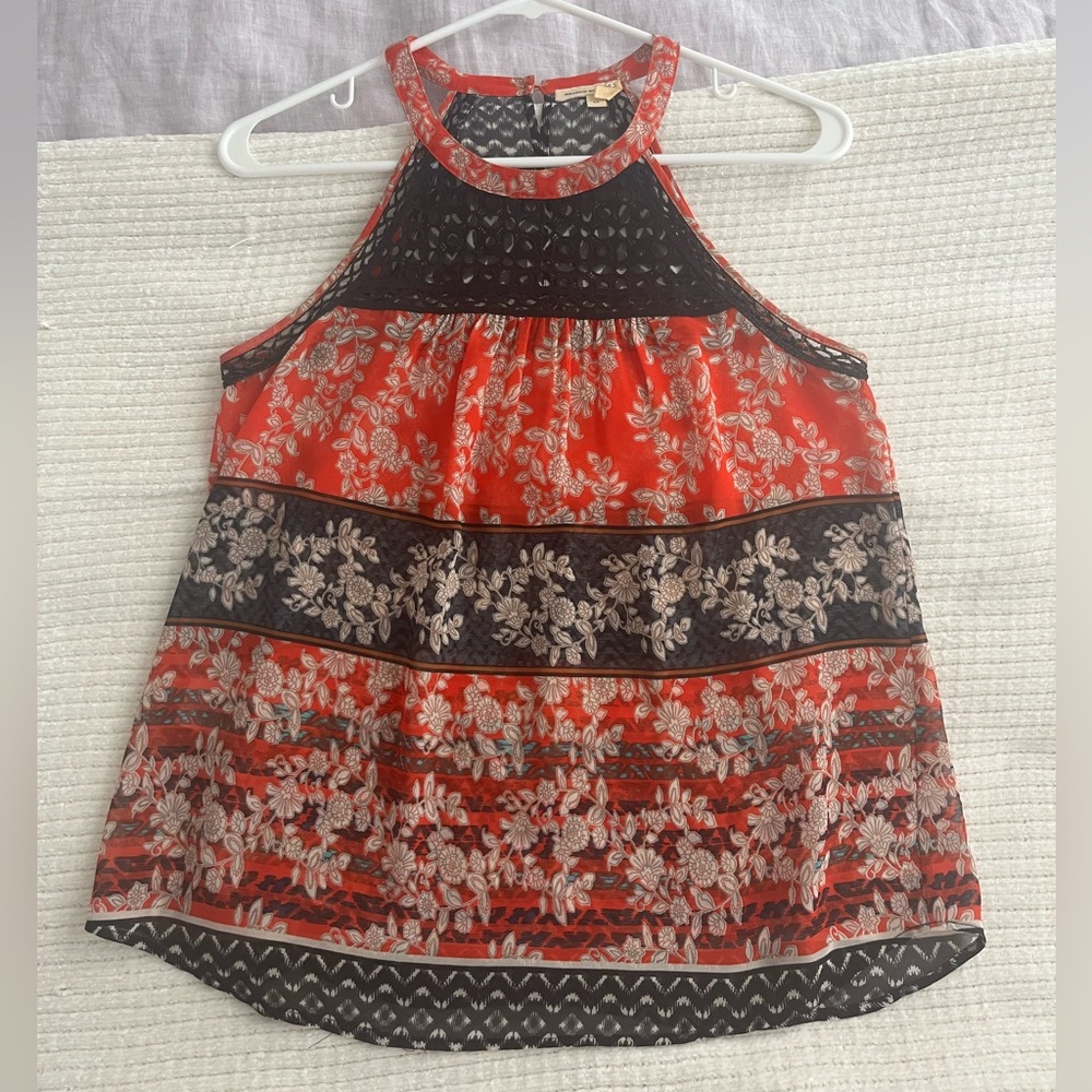 Anthropologie Red and Black Sleeveless Tank Top
